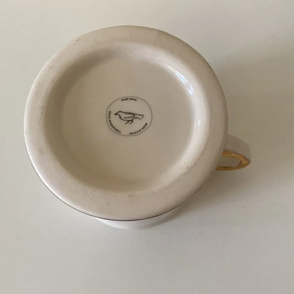 Anthropologie Mug Monogram Gold Letter W Initial Coffee Cup